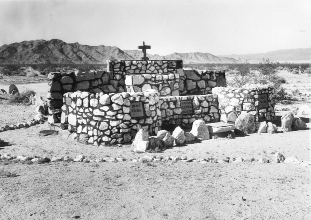 Historical photo of a chapel at Iron Mountain Camp.  BLM Photo