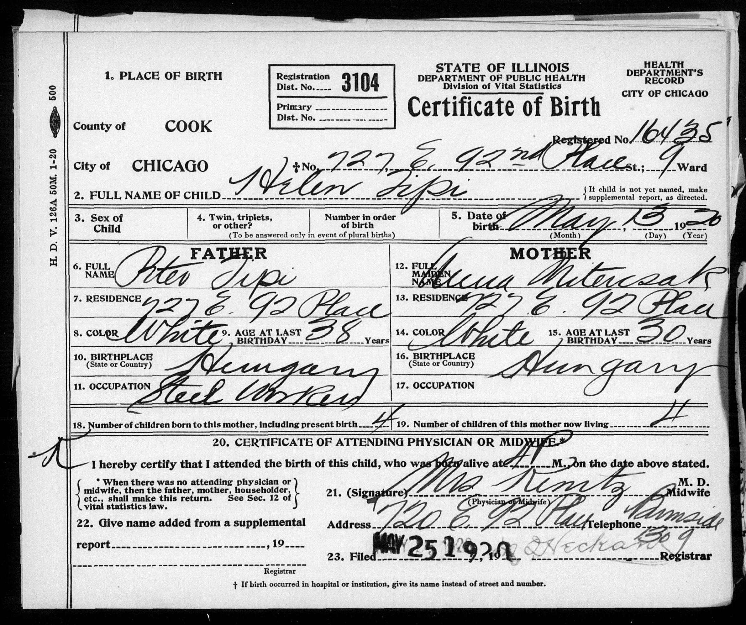 Vigo county birth certificate